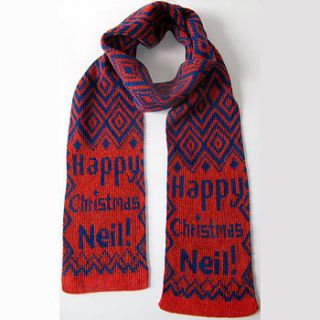 personalised 'happy christmas' scarf by one woman collective