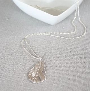 silver feather long necklace by kathy jobson