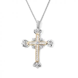 Victoria Wieck 2.06ct Absolute™ 2 Tone Cross Pendant with 18" Chain