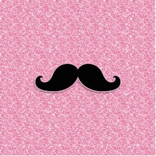 GIRLY BLACK MUSTACHE PINK GLITTER PRINTED PHOTO CUT OUT