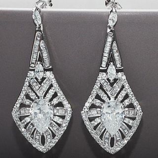 art deco vintage style crystal earrings by queens & bowl