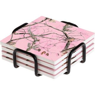 Occasions Realtree Pink Coaster Set with Holder (Set of 4) Thirstystone Coasters