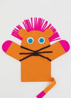 felt lion hand puppet sewing kit by gemima craft kits