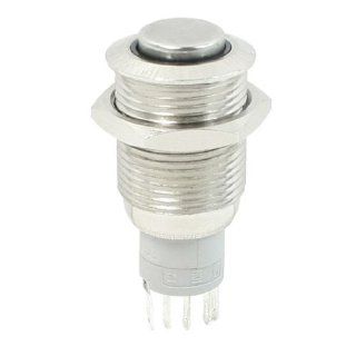 DC 24V Blue Ring Illuminated LED Stainless Latching Push Button Switch SPDT   Wall Light Switches  