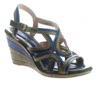 Spring Step Style Ansonia Leather Wedge Sandals —