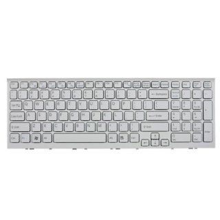 Replacement for Sony Vaio VPC EE Series Keyboard 15.5 inch White Keys White Frame  Keyboard Mice Accessories  