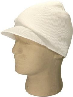 Knit Visor Beanie Ski Cap Hat In White Clothing