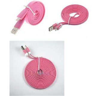 DGBAY  10 Colours 6.5ft, 2 Meters 8 Pin USB Flat Noodle Sync Data & Charger Charging Cable for iPhone 5 5G iPad 4 iPad Mini iPod Nano 6th DT 0409(2M) (Pink) Cell Phones & Accessories