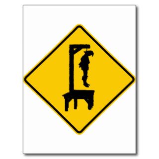 Gallows Ahead Highway Sign Post Card