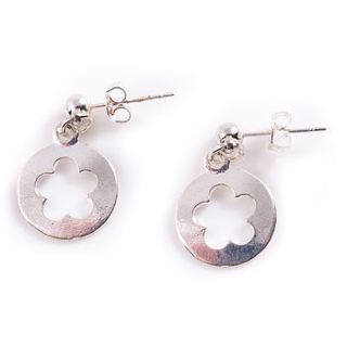 silver inverted flower drop stud earrings by francesca rossi designs