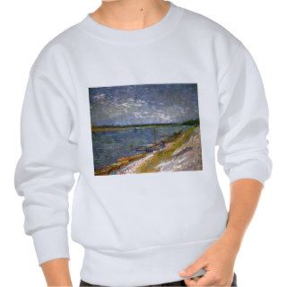 Van Gogh View of River w Rowing Boats, Vintage Art Sweatshirts