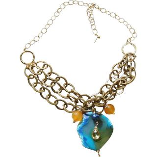 MINU Jewels Blue Agate Slice Necklace