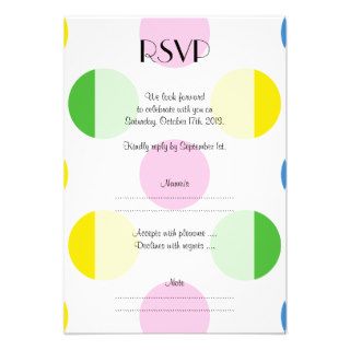 RSVP Polka Dots Pink Green Yellow Blue Personalized Invitation
