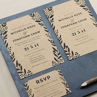 modern floral wedding invite by old english company