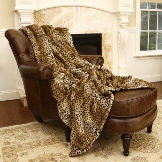 Faux Fur Throw Blanket 58" x 60"   Leopard   TR   Microfiber Blanket Throw