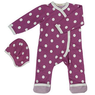 organic spotty new baby romper and hat by lush baby