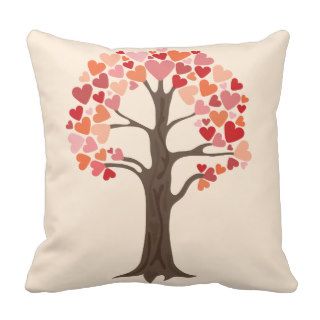 Love Tree with Heart Shaped Leaves Pillow
