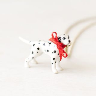 hand painted porcelain dalmatian dog necklace by bloom boutique