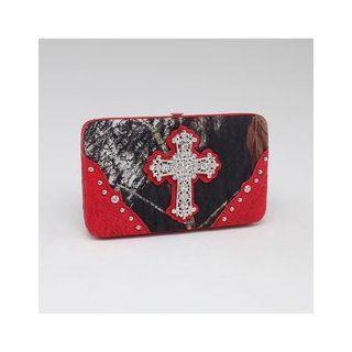 HPW   Camouflage extra deep frame wallet w/ rhinestone cross   Red Color Camouflage/ Red  
