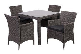 Atlantic 5 Piece Grand New Liberty Deluxe Square Wicker Dining Set with Grey Cushions  Outdoor And Patio Furniture Sets  Patio, Lawn & Garden