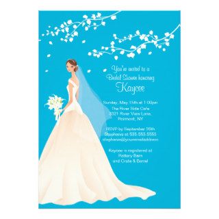 Trendy Turquoise Blue Bridal Shower Invite