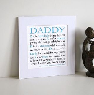 personalised 'daddy' print by a touch of verse