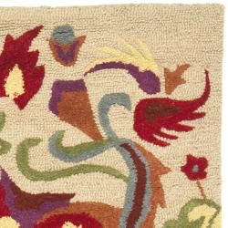 Handmade Blossom Beige Wool Rug with Canvas Backing (2'3" x 8') Safavieh Runner Rugs