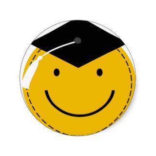 Smiley Face Graduate Round Stickers