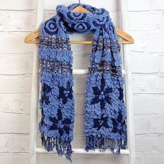 blue flower and circle pao pao scarf by lisa angel