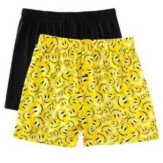 Croft & Barrow Men's Microfiber Knit Boxer   2 Pack Smiley Yellow/Black (XL 40 42) at  Mens Clothing store Boxer Shorts