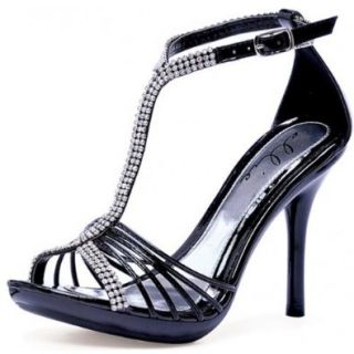 ELLIE 431 MAJESTIC 4" Heel Rhinestone Sandal Black Heels With Rhinestones Shoes