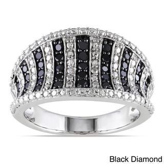Miadora Sterling Silver 1/2ct TDW Black or Blue Diamond Ring Miadora Diamond Rings