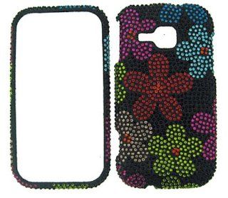 For Samsung Indulge R910 R915 Vibrant Flowers Black Crystal Stones Case Accessories Cell Phones & Accessories