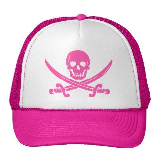 pirate skull crossbones pink trucker hat