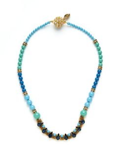 Blue Bead & Crystal Necklace by Tova