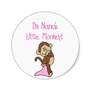 Nana's Monkey   Pink T shirts and Gifts Round Stickers