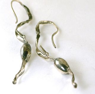 organic seaweed drop earrings by charlotte cornelius jewellery design