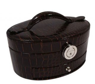 Mele & Co. Faux Leather Croco Jewelry Case BoxStyle   Coffee —