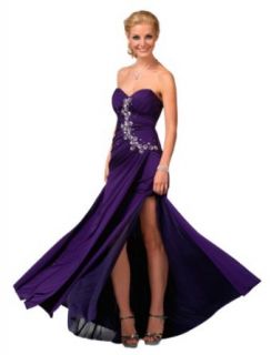 Clarisse Jewel Accented Strapless Stretch Jersey Prom Dress 1556, Purple, 8