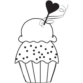 Mounted Rubber Stamp 2.5"X2" Love Cupcake Wood Stamps