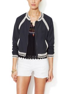 Crochet Inset Baseball Jacket by Free People