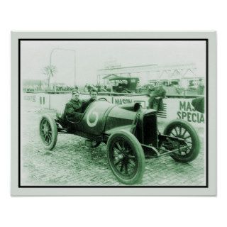 Two men in antique racing car n° 6 Indy 500 Print