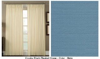 Ellis Curtain Crosby Thermal Insulated 96 by 84 Inch Pinch Pleated Foamback Curtains, Slate   Window Treatment Draperies