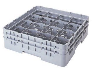 Cambro 16S434 151 5 1/4 Inch Camrack Polypropylene Stemware and Tumbler Glass Rack with 16 Compartments, Full, Soft Gray Kitchen & Dining