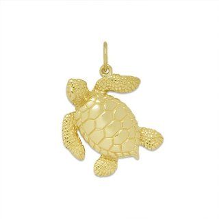 Wyland Turtle Pendant in 14K Yellow Gold   Small Maui Divers of Hawaii Jewelry