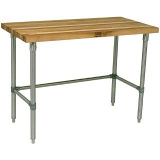 John Boos Thick Maple Top Work Table on Adjustable Galvanized Base, 48 x 24 Inch   Utility Tables