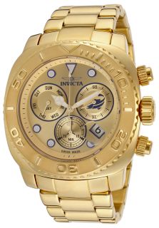 Invicta 14650  Watches,Mens Pro Diver Chronograph Gold Dial 18K Gold Plated Stainless Steel, Chronograph Invicta Quartz Watches