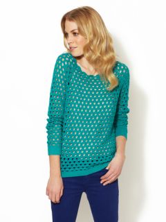 Cotton Crochet Pullover Sweater by Maje