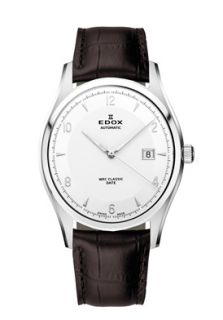 EDOX 83012 3 AIN  Watches,Mens White Dial Brown Calfskin, Luxury EDOX Automatic Watches