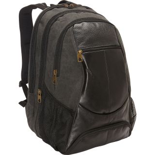 R & R Collections Leather & Canvas Laptop Backpack With Shoe Compartment